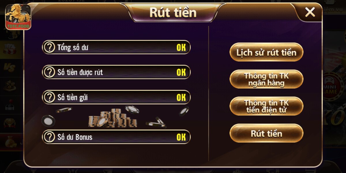 Khi thực hiện nạp rút tiền cần thiết lập đầy đủ thông tin ngân hàng hoặc điện tử