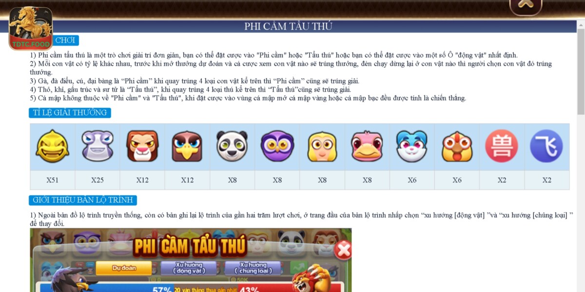 Phi cầm tẩu thú có nguyên tắc chơi dễ hiểu